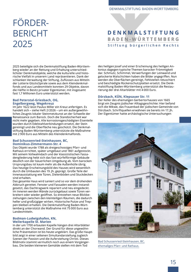 denkmalstiftung-bw_foederbericht-2025 Cover des Förderberichts 2025
